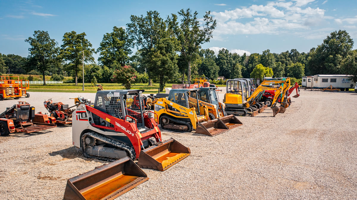 The lot — machines staged in the yard